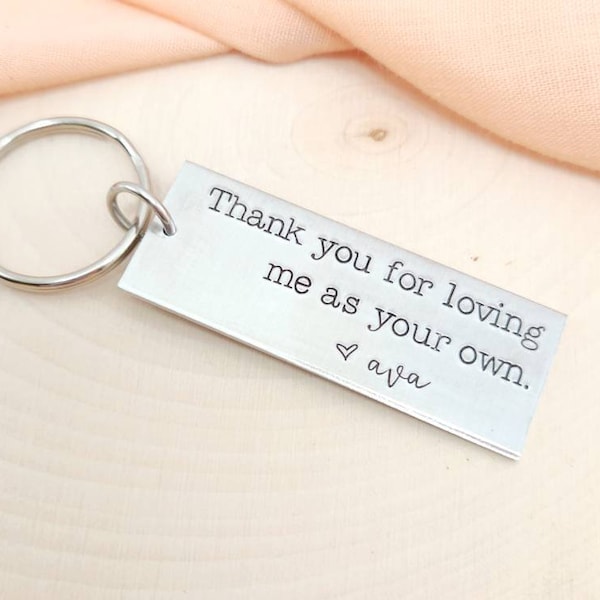 Thank you for loving me as your own personalizes keychain gift for step dad, step mom-gift from step kids to step dad, step mom-custom gift