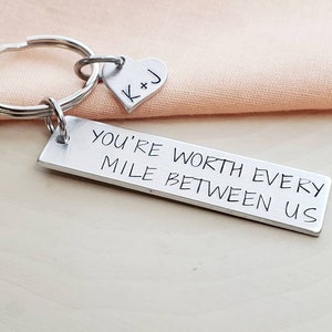 You're worth every mile between us keychain-long distance custom keychain-every mile between us keychain for long distance relationships
