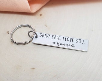 Drive safe I love you keychain personalized with name-personalized drive safe keychain for boyfriend with custom name-custom gift drive safe