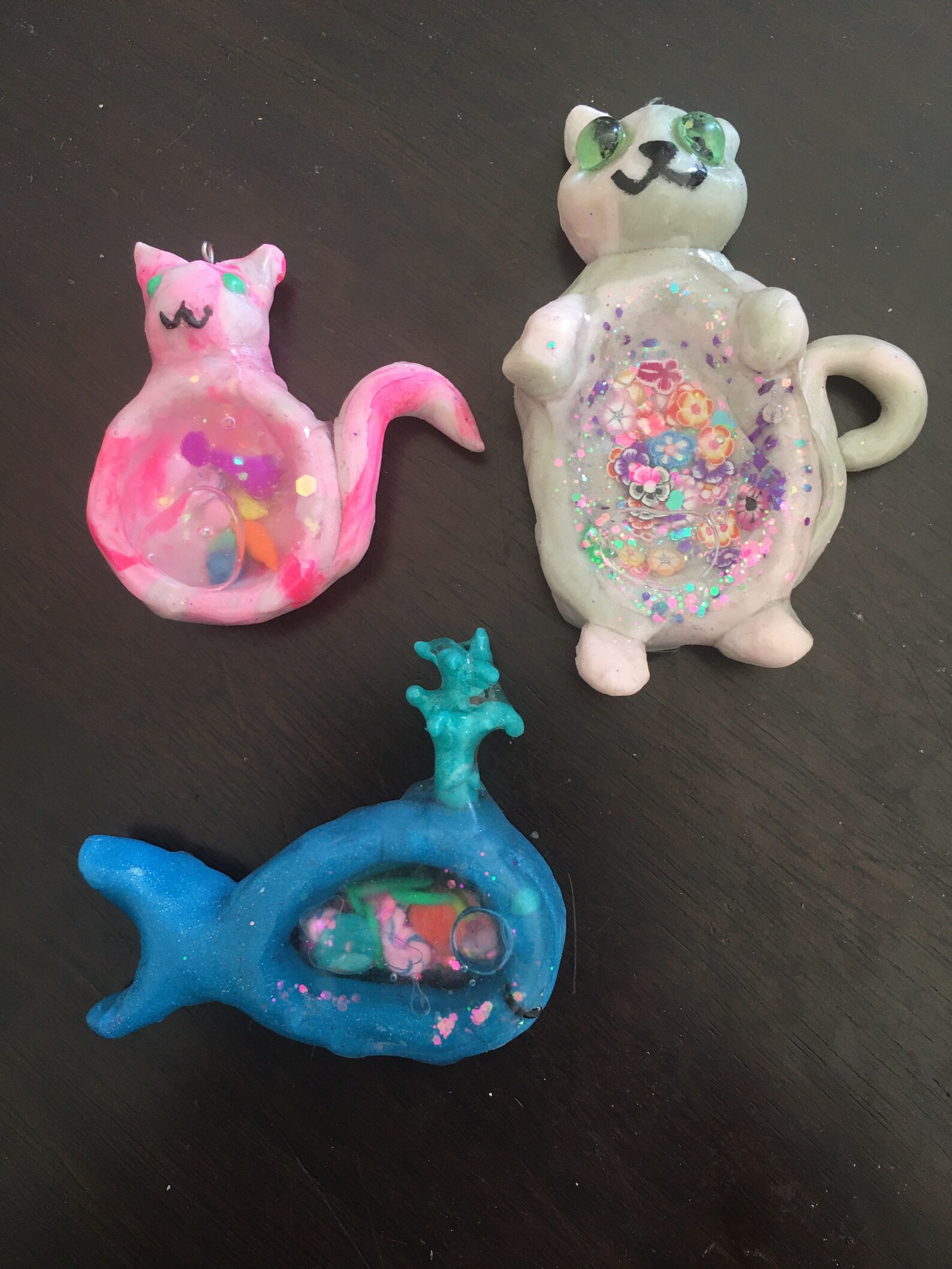 Handmade polymer clay and uv resin shaker charms. Jewelry Etsy