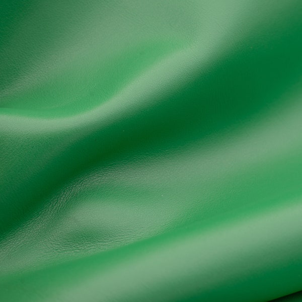 Light green nappa leather sheets .Soft, matte spring green genuine leather pieces for diy crafts