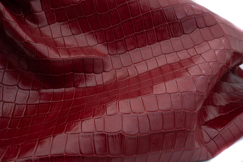 Croco Leather Sheets in Dark Red Color With Crocodile Patterna Very ...