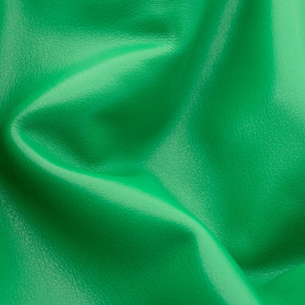 Bright green nappa leather sheets with very small pebbled pattern. Soft smooth genuine leather pieces in spring green