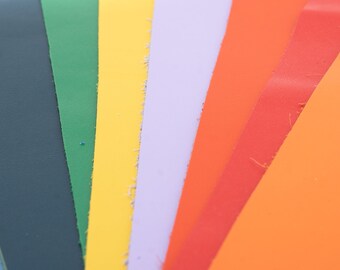 10 colorful nappa leather sheets of 1-1.3mm/2-4oz. Good quality genuine leather pieces for diy crafts