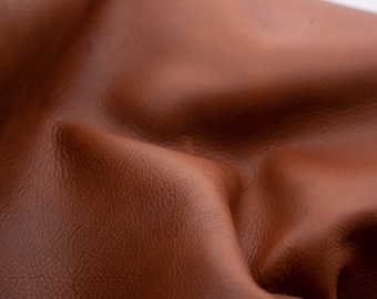 Cognac real leather sheets with natural face. Good quality, genuine leather pieces