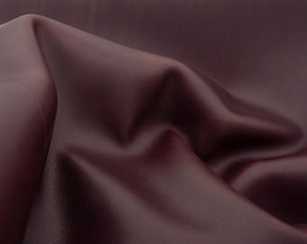 Oil tan dark bordeaux leather sheets. Full grain strong semi veg tan pull up leather piece for diy crafts