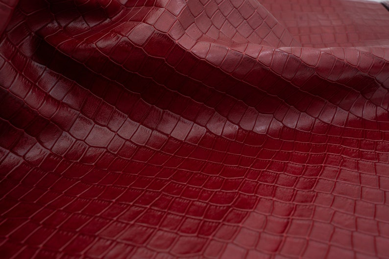 Croco Leather Sheets in Dark Red Color With Crocodile Patterna Very ...