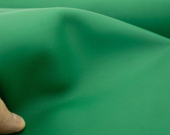 Green leather sheets of 1.3mm/3oz. Smooth genuine leather pieces for diy crafts