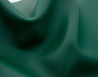 Nappa leather sheets in forest green. Soft smooth genuine leather pieces, matte color