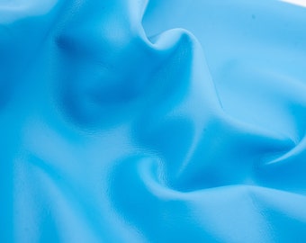Folhas de couro napa azul claro Peças de couro genuíno suave e macio na cor azul celeste fosco