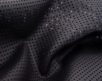 Black perforated leather sheets  with 0.9mm/2 oz thickness. Medium matte leather pieces
