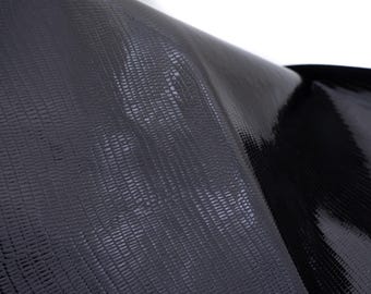 Black pattent leather sheets with lizzard pattern for diy crafts, leather pieces