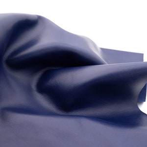 Indigo blue nappa leather sheets. Soft smooth genuine leather pieces, panels in dark blue color for diy crafts