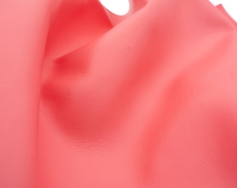 Nappa leather sheets in flamingo pink color. Good quality genuine  leather piece