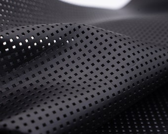 Perforated black leather sheets  0.9mm/2 oz thickness. Genuine leather pieces with holes