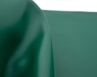Green nappa leather heets. Soft smooth genuine leather pieces matte forest color