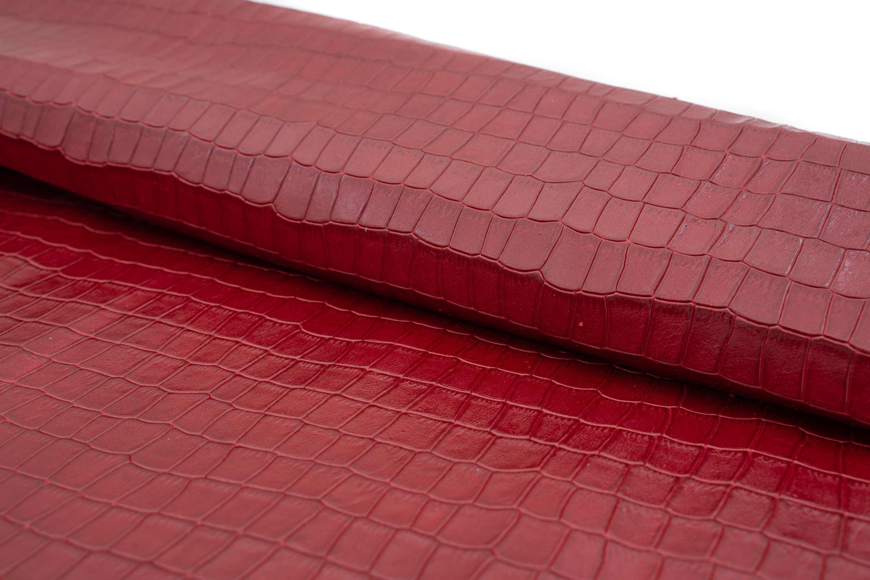 Croco Leather Sheets in Dark Red Color With Crocodile Patterna Very ...