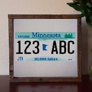 Minnesota License Plate Cross Stitch Pattern | MN cross stitch pattern| PDF Instant download | Travel cross stitch Pattern | modern pattern