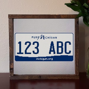 Michigan License Plate Cross Stitch Pattern  | MI cross stitch pattern| PDF Instant download | Travel cross stitch Pattern | modern pattern