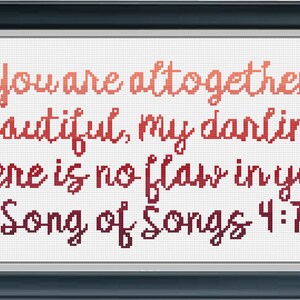 Song of Songs Pink Cross Stitch Pattern | Bible verse cross stitch pattern| Instant download | Modern cross stitch Pattern