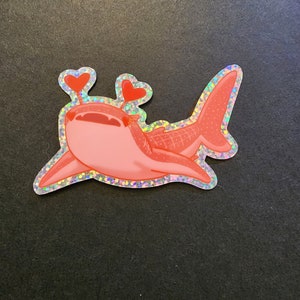 Glitter Valentine's Day Whale Shark Vinyl Sticker