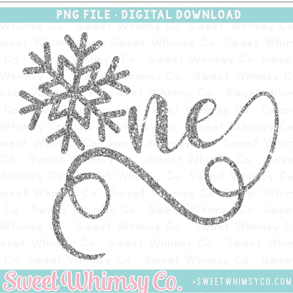 Snowflake One Silver Glitter PNG Sublimation Design, Snowflake Birthday Printable Clipart, Snowflake Birthday PNG, First Birthday PNG