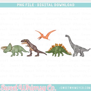 Watercolor Dinosaurs PNG Sublimation Design, Dinosaur Clipart Printable, Digital Printable Art