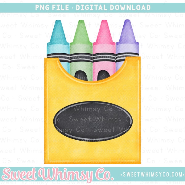 School PNG Sublimation Design | Pastel Color Crayon Box PNG | Back To School Printable Clipart | Digital Art