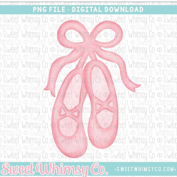 Pink Ballet Slippers PNG Sublimation Design, Ballet Shoes Printable Clipart, Digital Art Download