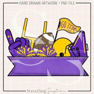 Purple and Yellow Gold Football Team Banner PNG Sublimation Design, Football Clipart Printable, Digital Art Download