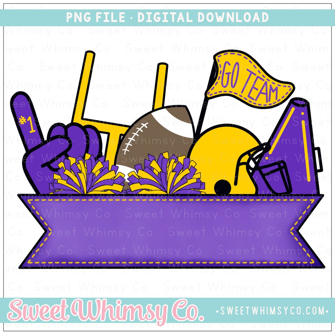Purple and Yellow Gold Football Team Banner PNG Sublimation Design