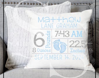 Blue & Grey Birth Announcement PNG Sublimation Design: Hand-Drawn Printable Clipart (Instant Digital Download)
