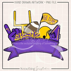 Purple & Gold Football Team Banner PNG: Sublimation Design (Digital Download)