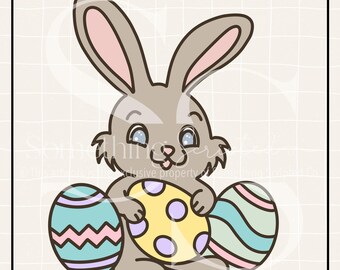 Easter Bunny Eggs PNG Sublimation Design: Hand Drawn Easter Clipart (Digital Download)
