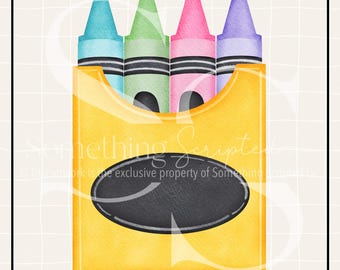 Scatola di pastelli a cera PNG con design a sublimazione: clipart stampabile disegnata a mano a scuola (download digitale istantaneo)