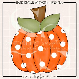 Polka Dot Pumpkin PNG Sublimation Design, Fall Autumn Clipart File, Digital Art Download