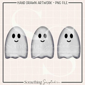 Ghost Trio PNG Sublimation Design, Halloween Clipart Printable, Digital Art Download
