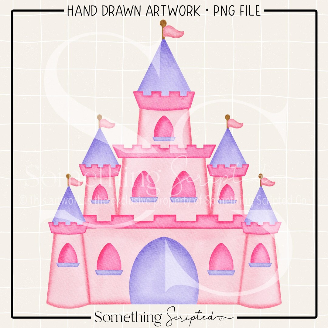 Princess Castle PNG Sublimation Design: Hand-drawn Printable Clipart ...