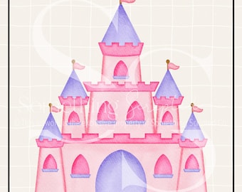 Princess Castle PNG Sublimation Design: Hand-Drawn Printable Clipart (Instant Digital Download)