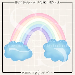 Watercolor Rainbow PNG Sublimation Design, Rainbow Printable Clipart, Digital Art Download