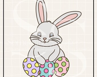 Bunny Easter Eggs PNG Sublimation Design: Hand Drawn Clipart (Digital Download)