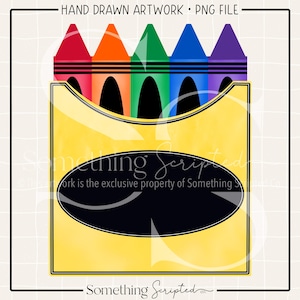 Crayon Box PNG Sublimation Design, Back to School Clipart Printable, Teacher PNG, Digital Art Download