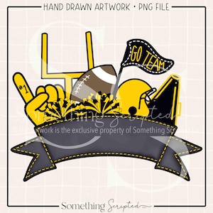 Black & Gold Football Team Banner: PNG Sublimation Design (Digital Download