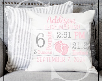 Pink & Grey Birth Announcement PNG: Baby Clipart (Digital Download)