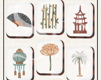 Mahjong Game Tiles PNG Sublimation Design: Hand-Drawn Printable Clipart (Instant Digital Download)