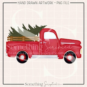 Christmas Tree Vintage Pickup Truck PNG Sublimation Design, Christmas Clipart Printable, Digital Art Download