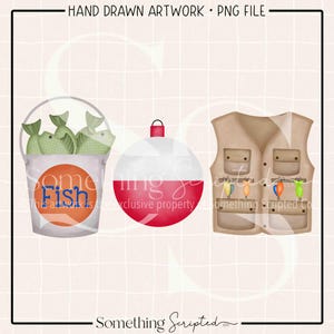 Fish Bucket Cork Vest PNG Sublimation Design, Fishing Printable Clipart, Digital Art Download