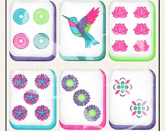 Pink Turquoise Purple Game Tiles PNG Sublimation Design: Hand-Drawn Printable Clipart (Instant Digital Download)