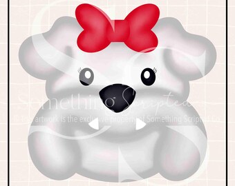 Bulldog Girl Red Bow PNG Sublimation Design: Hand-Drawn Printable Clipart (Instant Digital Download)