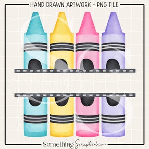 School Crayon PNG Sublimation Design, Pastel Color Crayons PNG, Back To School Printable Clipart, Teacher PNG, Digital Art Download